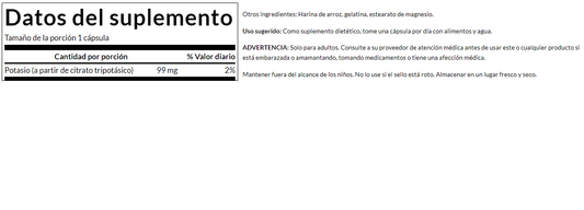 Citrato de potasio 99 mg (120 caps) / Potassium Citrate 99 mg (120 caps)