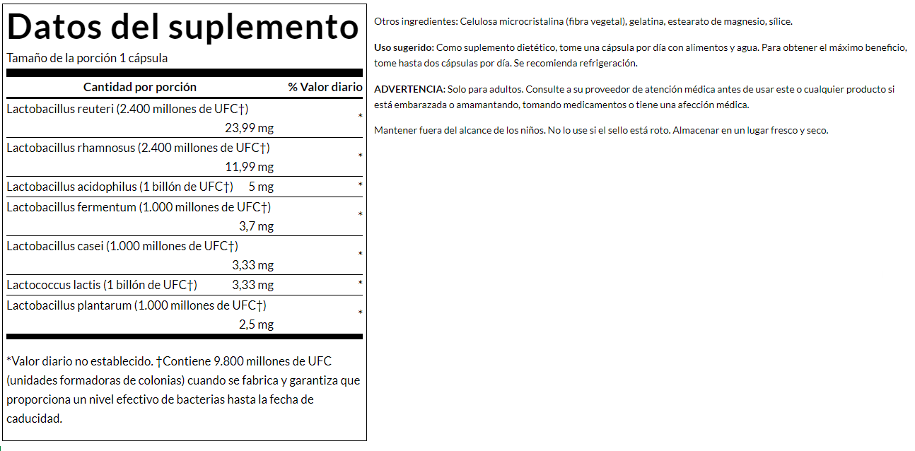 Fórmula probiótico femenina (60 caps) / FemFlora (60 caps)