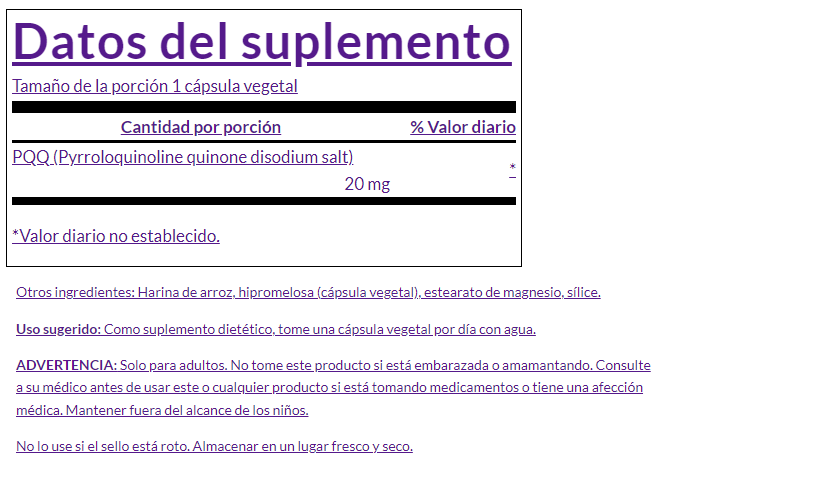 PQQ pirroloquinolina quinona 20 mg (30 vcaps)