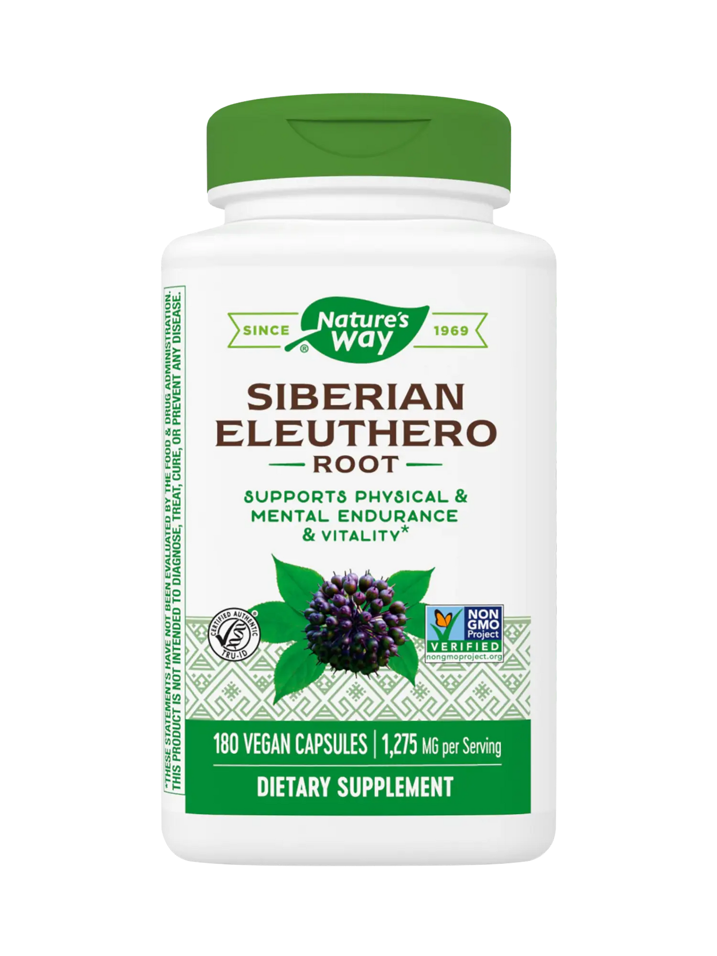 Eleutero Siberiano - Raíz - 1,275mg - 180 Cápsulas Veganas