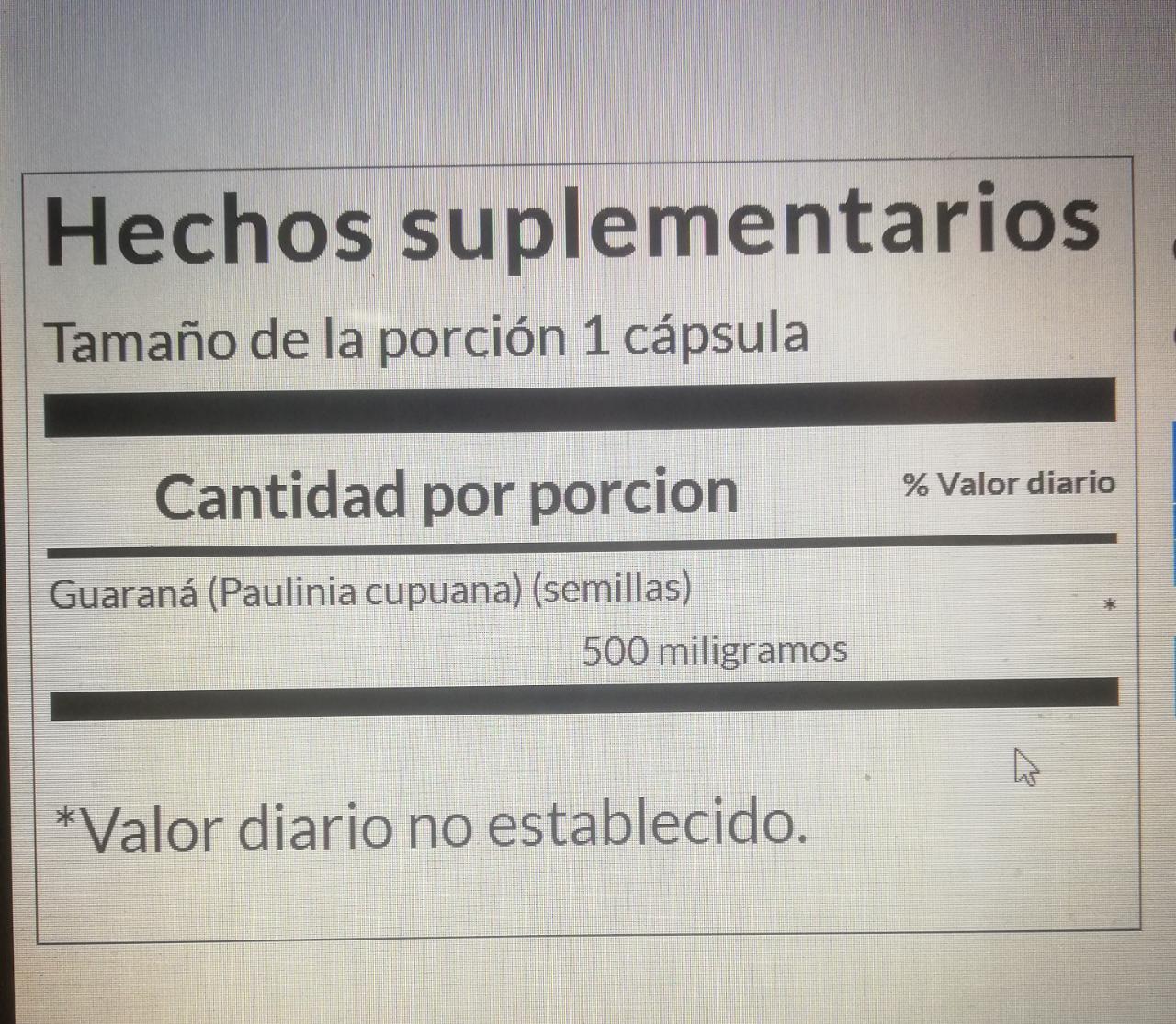 Swanson Premium - Guaraná 500mg 100 capsulas