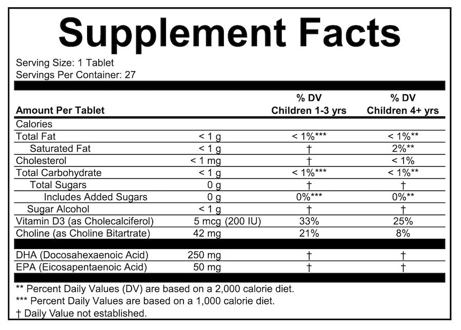 Omega-3 DHA + Choline SoftChew Gummies (27 Tablets)