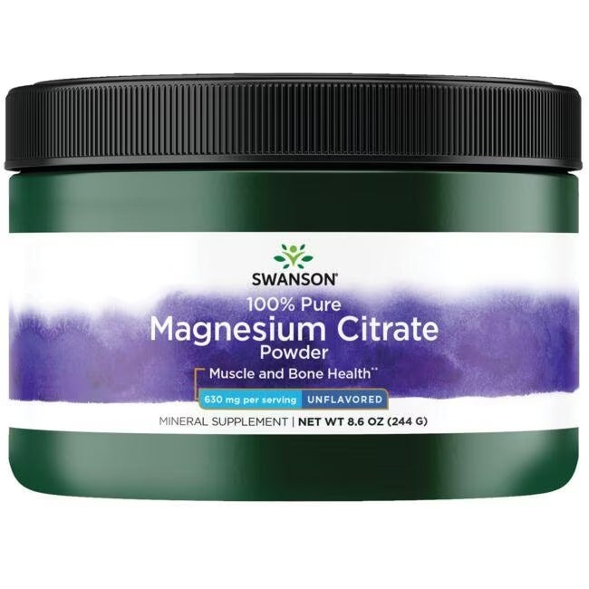 Citrato de magnesio en polvo 100 % puro / 100% Pure Magnesium Citrate Powder - Unflavored 630 mg 8.6 oz