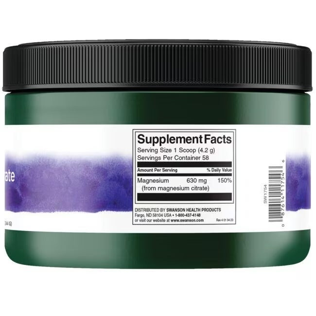 Citrato de magnesio en polvo 100 % puro / 100% Pure Magnesium Citrate Powder - Unflavored 630 mg 8.6 oz