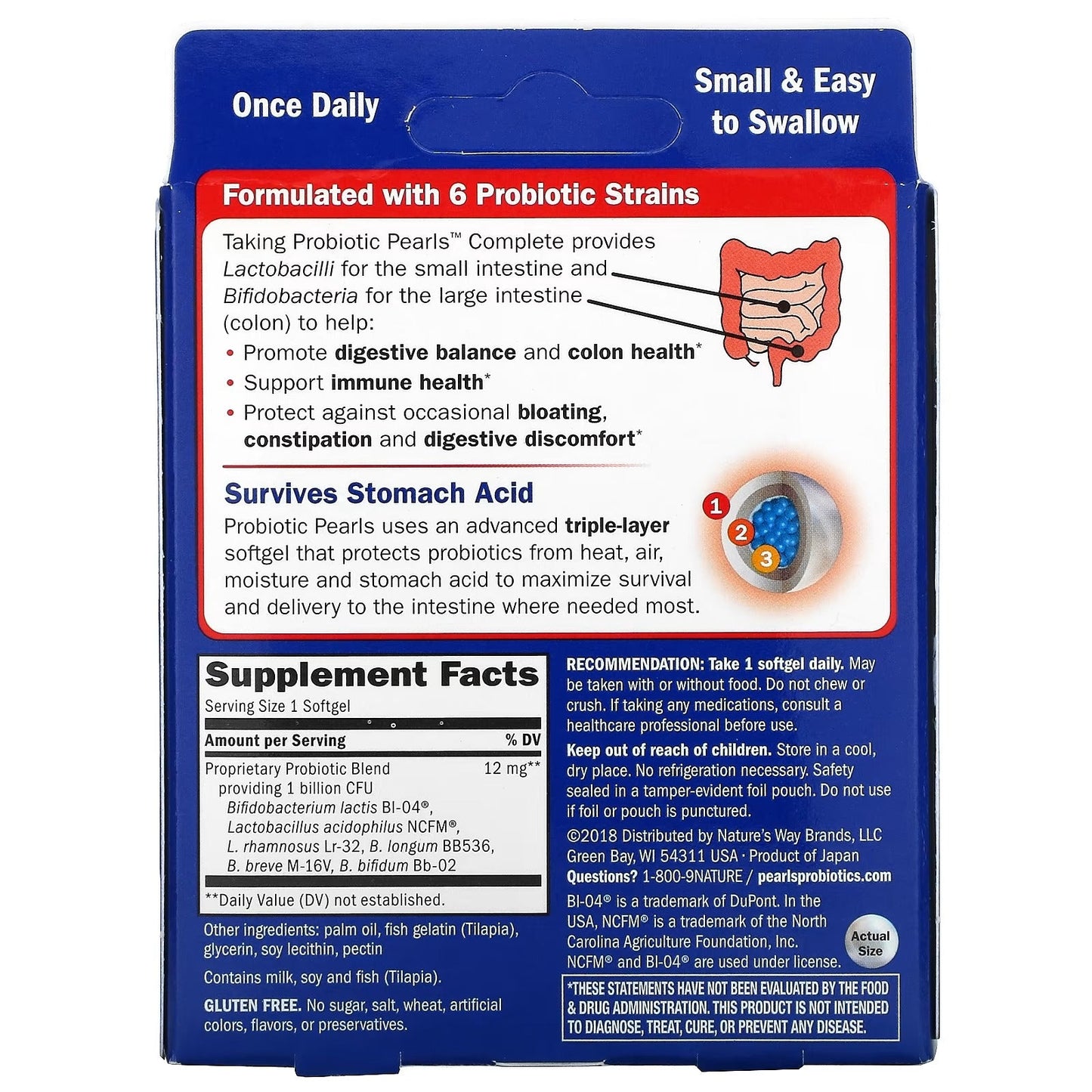 Probiótico Pearls® Complete - Salud Digestiva - Mil Millones de Cultivos - 30 Cápsulas Blandas