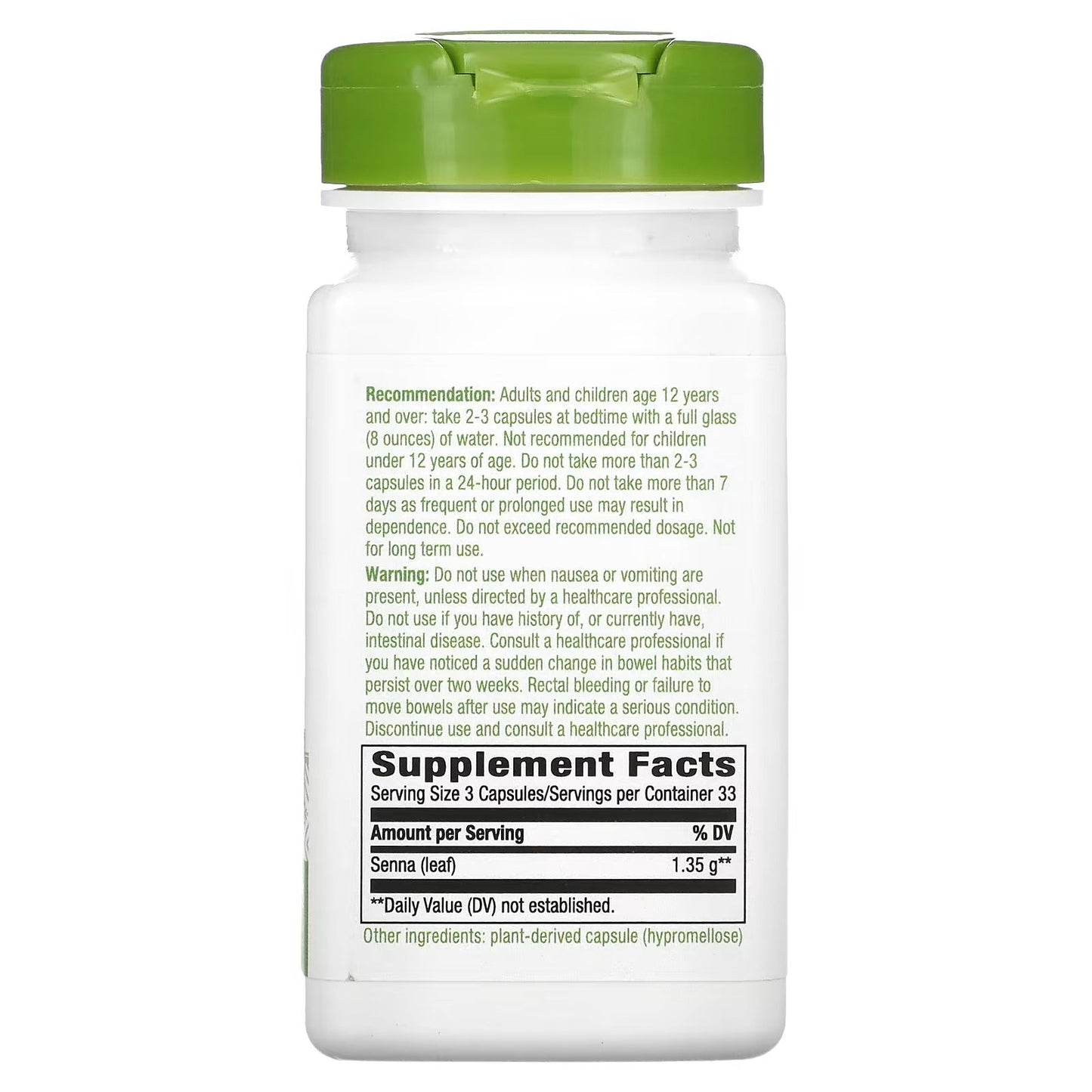 Sen - Hojas - 1,350mg - 100 Cápsulas Veganas