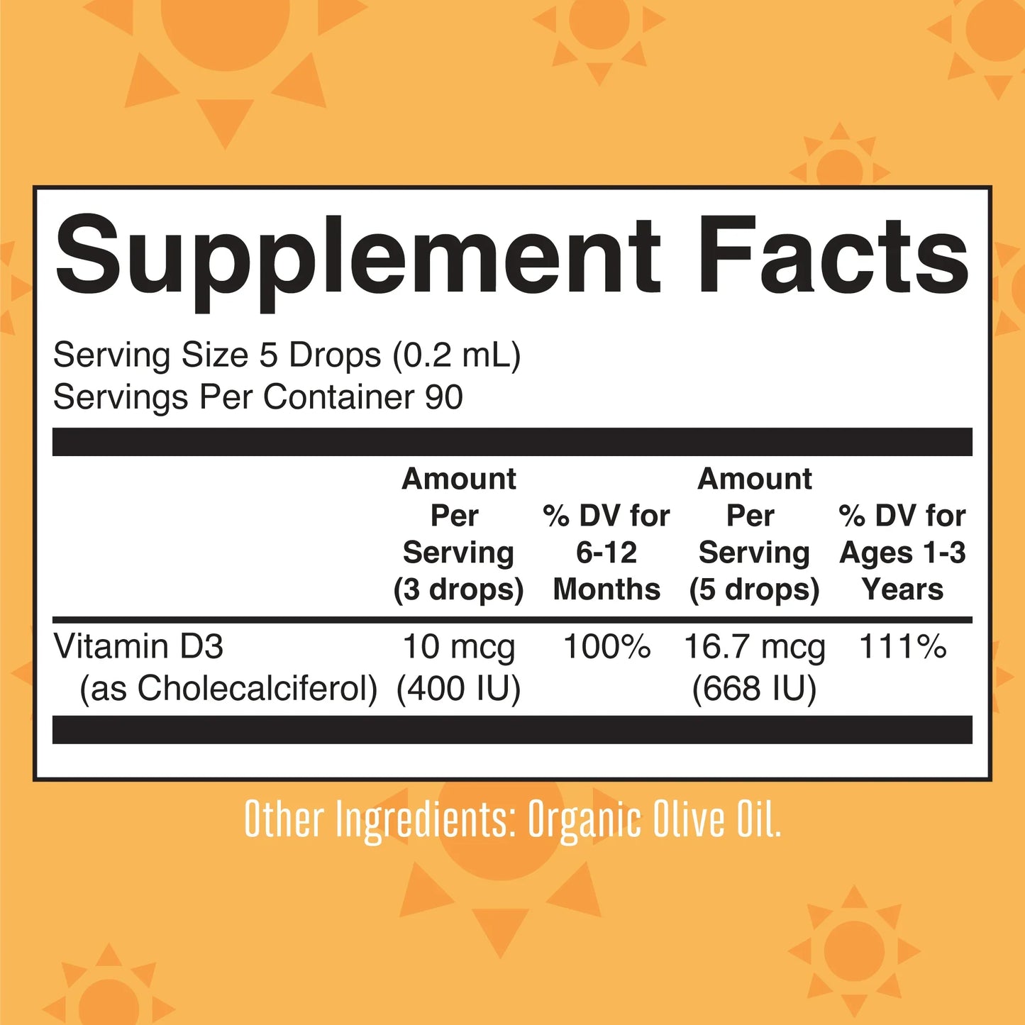 vitamina D3 liquida para bebés y niños pequeños (15ml) / Infant & Toddler Vitamin D3 Drops, Unflavored, Org, 0.5 oz