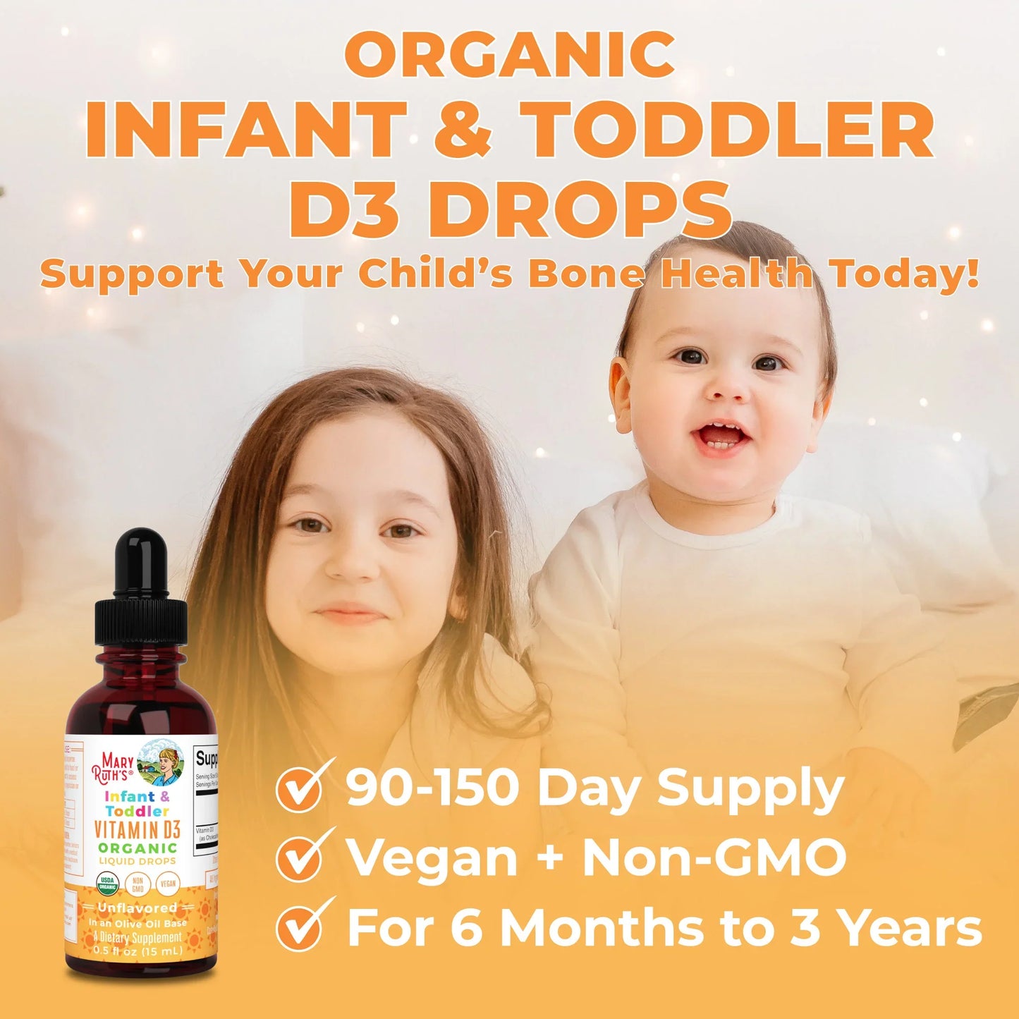 vitamina D3 liquida para bebés y niños pequeños (15ml) / Infant & Toddler Vitamin D3 Drops, Unflavored, Org, 0.5 oz