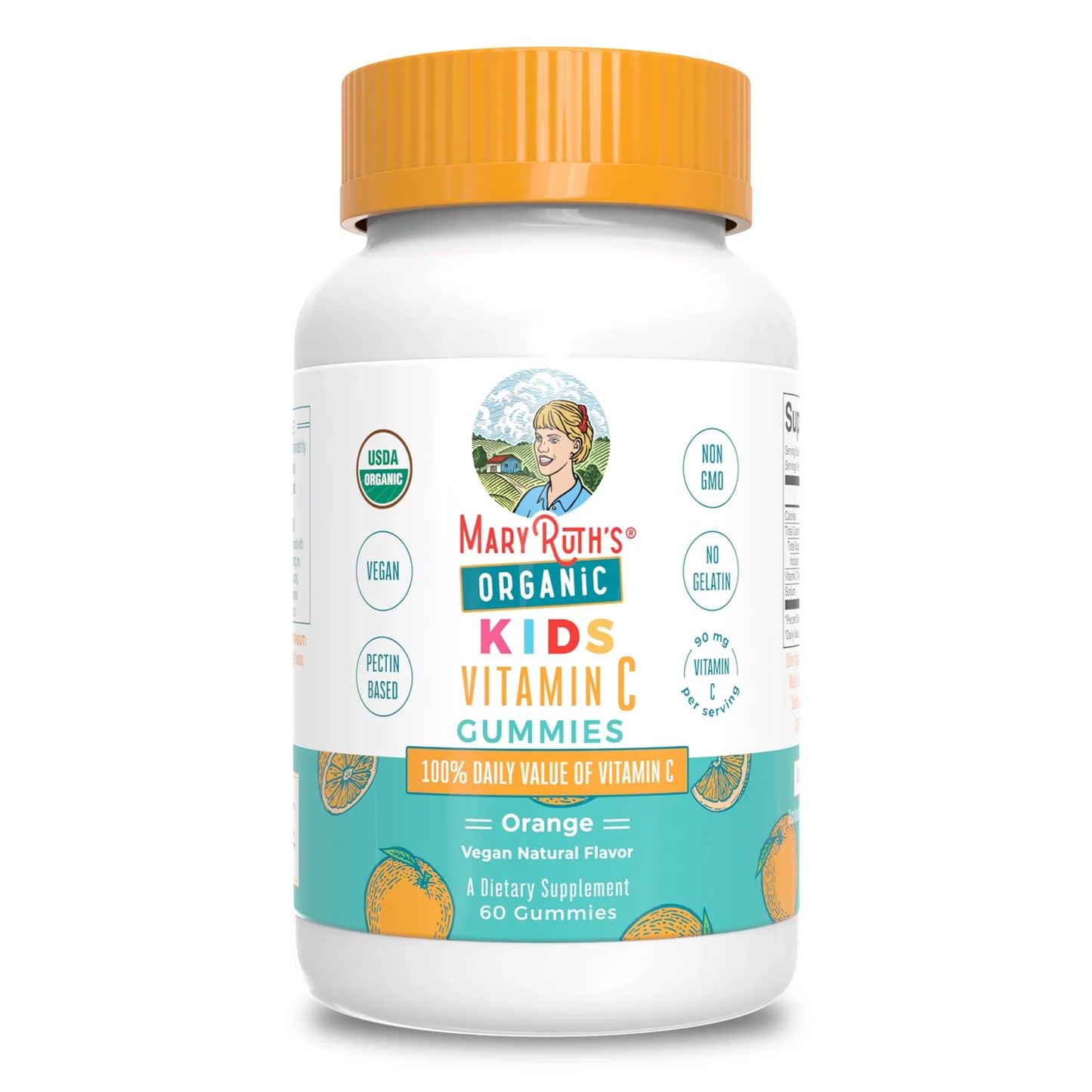 Vitamina C gomitas para niños orgánicos (60gomitas) / Kids Vitamin C Gummies, Orange, Org, (60ct)