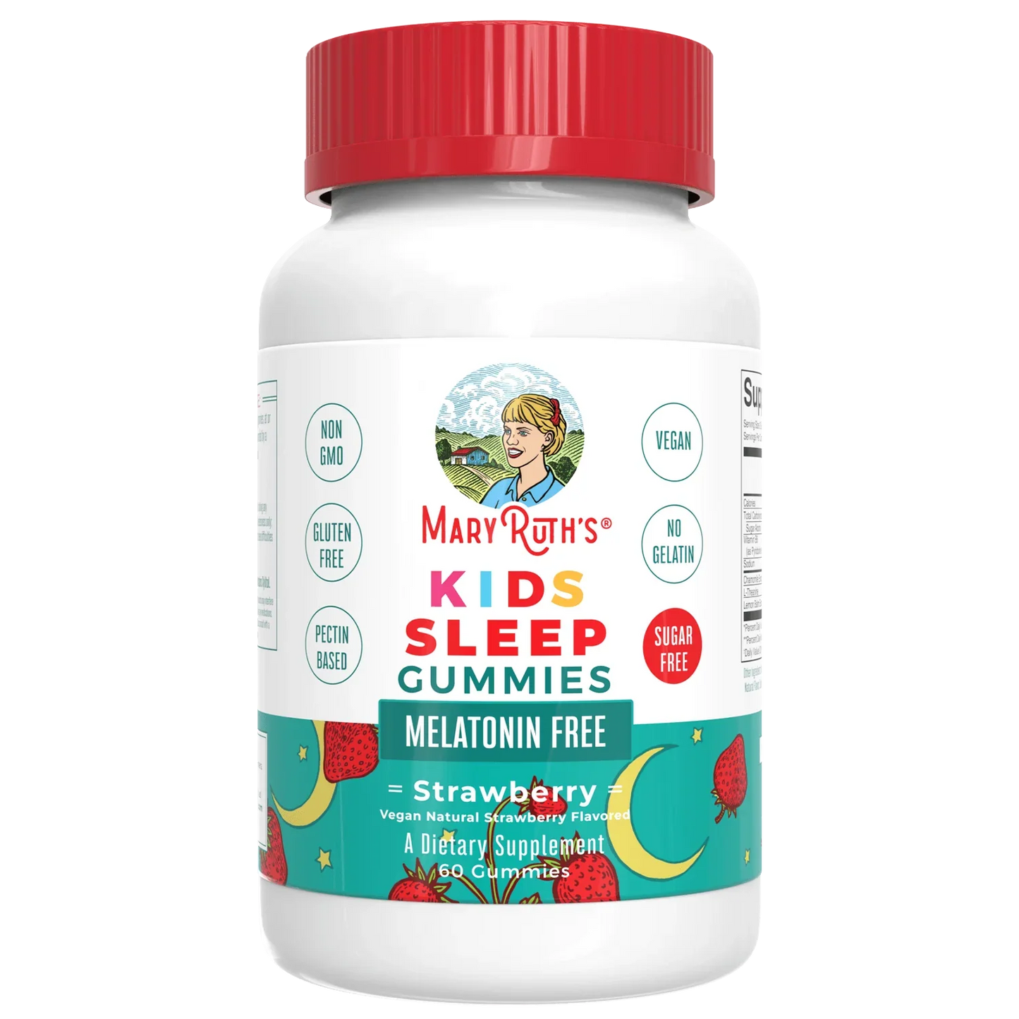 Ayuda para dormir para niños sin melatonina (60gomitas) / Kids Sleep No Melatonin Gummies, Strawberry, 60 ct