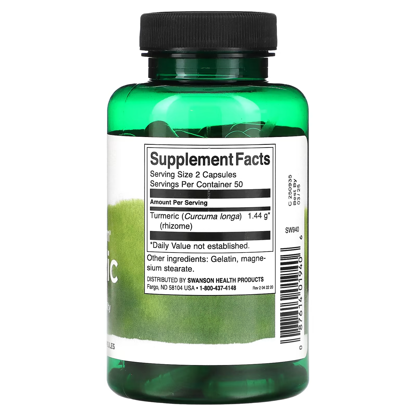 Curcuma de espectro completo 720 mg (100 caps) / Turmeric 720 mg (100 caps)