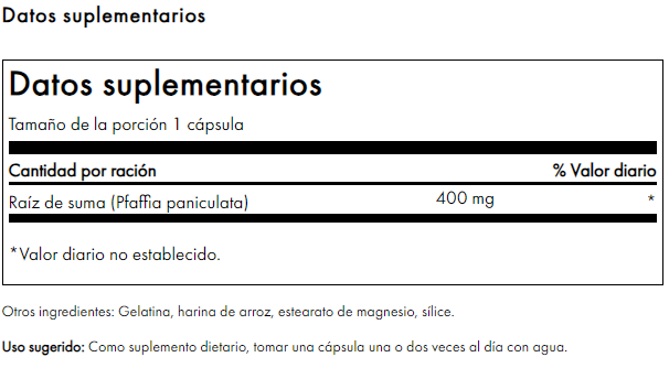 Raíz de Suma (400 mg/60 cápsulas), Swanson
