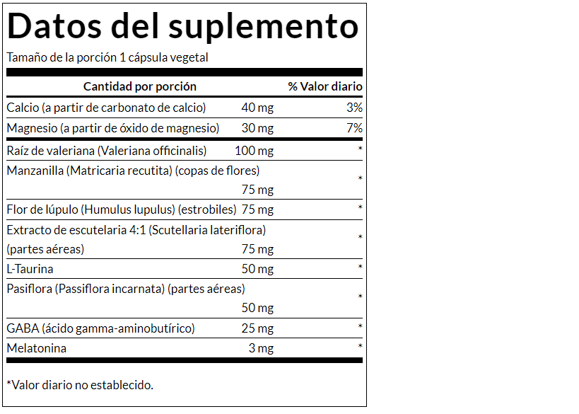 Esencial para dormir con Gaba y Melatonina (60 vcaps) / Sleep Essentials Includes GABA and Melatonin (60 vcaps)