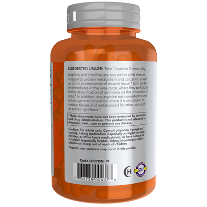 Arginina y Citrulina 500 mg / 250 mg /Arginine & Citrulline 500 mg / 250 mg (120 VCAPS)