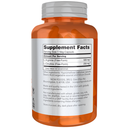 Arginina y Citrulina 500 mg / 250 mg /Arginine & Citrulline 500 mg / 250 mg (120 VCAPS)