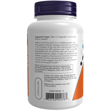 Acetil-L-Carnitina 500 mg (100 Vegcaps)/ Acetyl-L-Carnitine