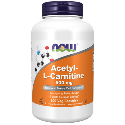 Acetil-L-Carnitina 500 mg 200 Cápsulas Vegetales