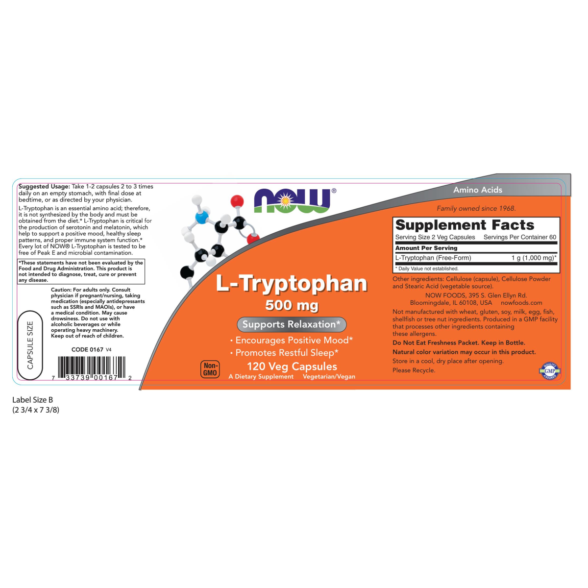 L-triptófano / L-Tryptophan 500 mg 120vcaps