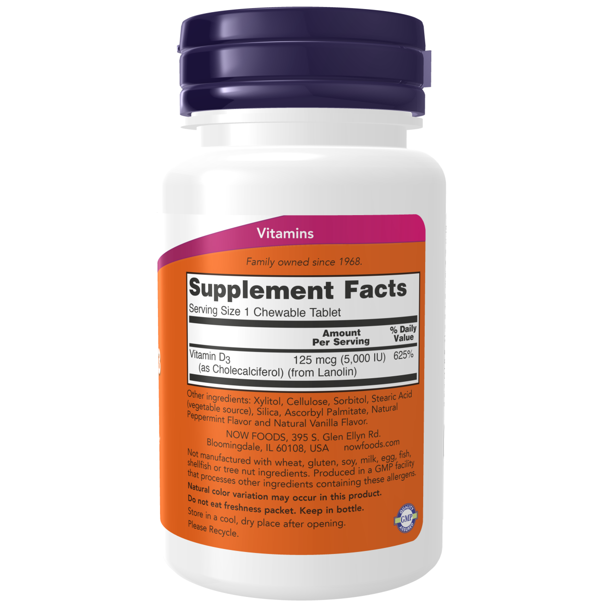 Vitamin D-3 5000 IU (120 Masticables) /Chewables
