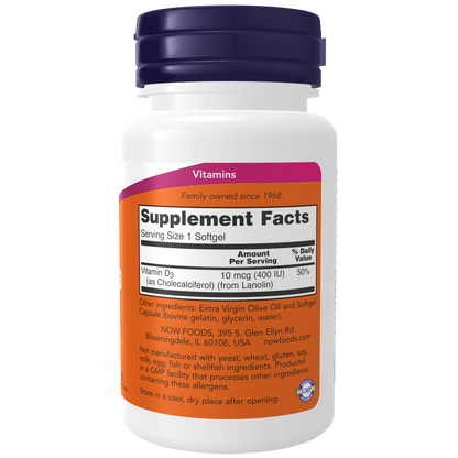 Vitamina D-3 400 IU (180 Softgels) / Vitamin D-3 400 IU