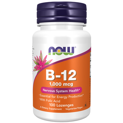 Vitamina B-12 1000 mcg (100 pastillas) / B-12 1000mcg (100 lozenges) NOW