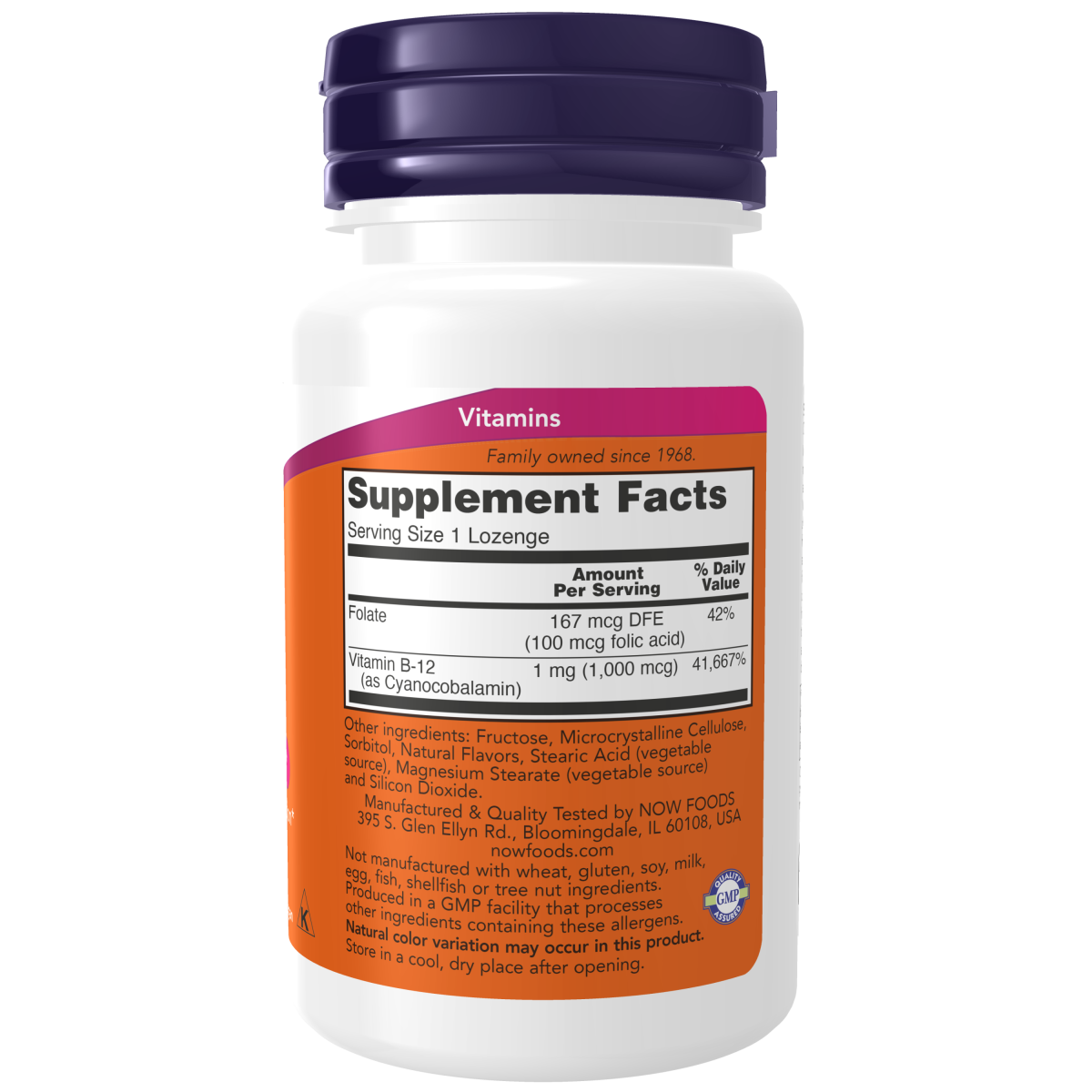 Vitamina B-12 1000 mcg (100 pastillas) / B-12 1000mcg (100 lozenges) NOW