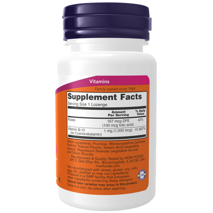 Vitamina B-12 1000 mcg (100 pastillas) / B-12 1000mcg (100 lozenges) NOW