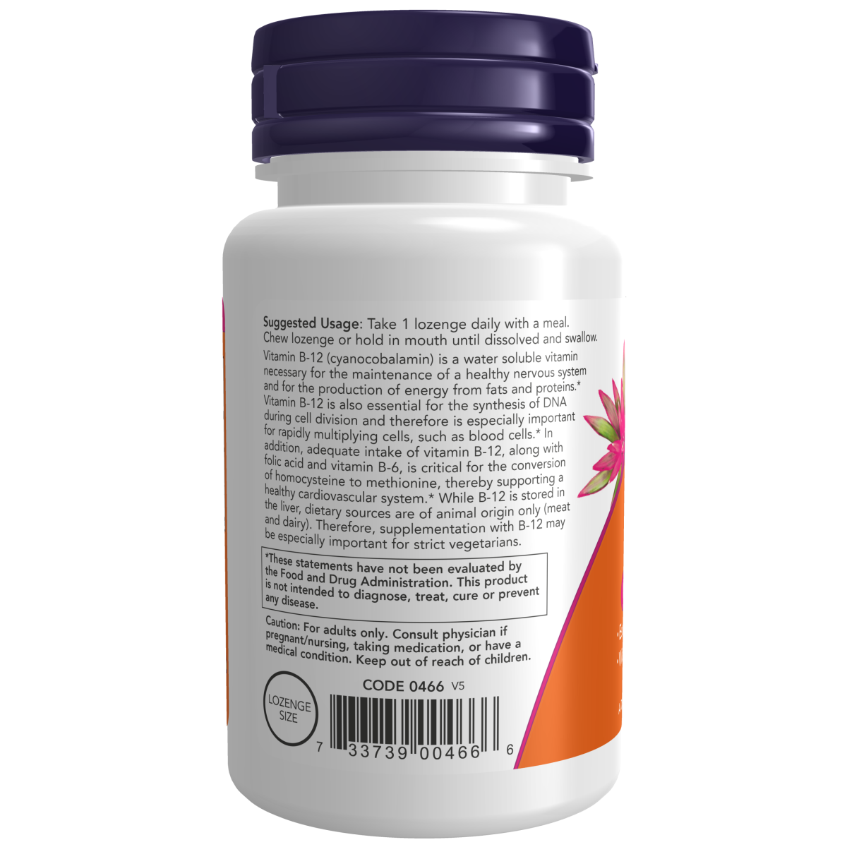 Vitamina B-12 1000 mcg (100 pastillas) / B-12 1000mcg (100 lozenges) NOW
