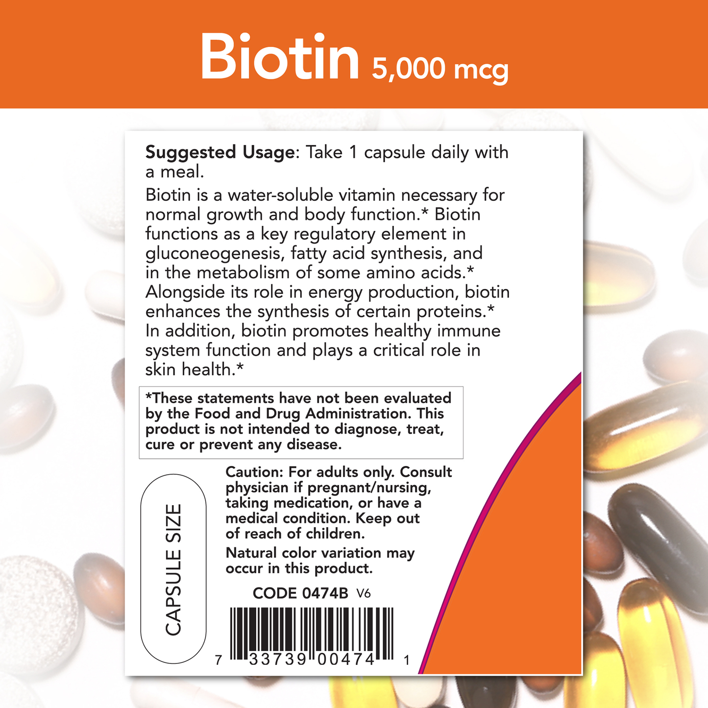 Biotina 5000 mcg (120 Veg Caps) / Biotin 5,000 mcg