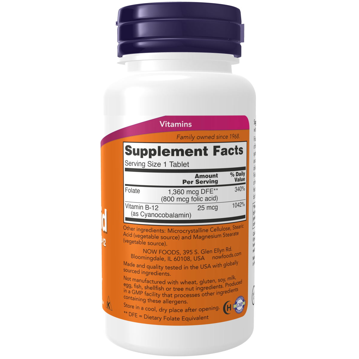 Ácido fólico con Vitamina B-12 800 mcg (250 tablets) / Folic Acid  with Vitamin B-12