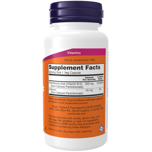 Ácido pantoténico  500 mg (100 Veg Caps)/ Pantothenic Acid 500 mg