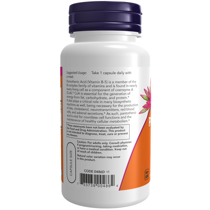 Ácido pantoténico  500 mg (100 Veg Caps)/ Pantothenic Acid 500 mg