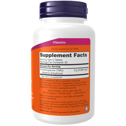 TMG Betaína 1.000 mg (100 TAB) /TMG Betaine 1,000 mg Tablet