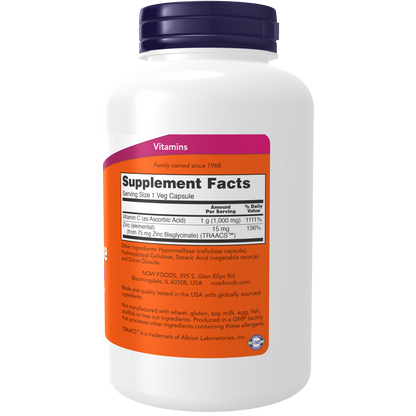 Inmune  Vit C-1000  & Zinc (180 Veg Caps) / Immune Vit C-1000 & ZINC