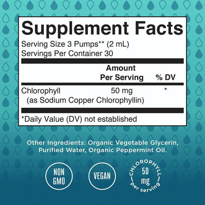 Gotas de clorofila líquida vegana (60ml) /Vegan Chlorophyll Liquid Drops 2 oz