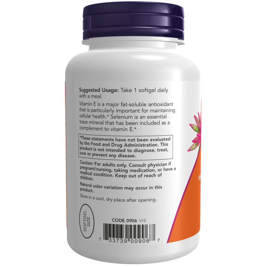 Vitamin E-400, 268mg + 100 mcg de Selenio (100 Softgels)