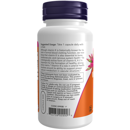 Vitamina K -2 100 mcg (100 Veg Caps) / Vitamin K-2 100 mcg
