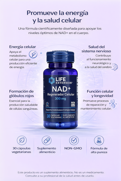 NAD+ Regenerador Celular 300 mg (30 veg caps)/ NAD+ Cell Regenerator 300mg