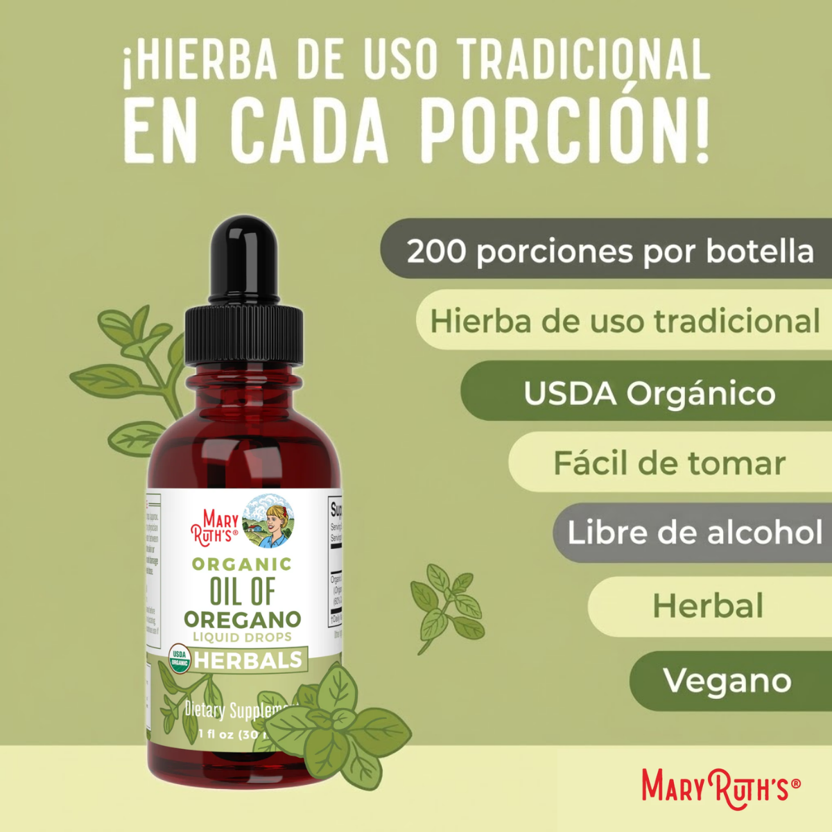 Gotas Líquidas de Aceite de Orégano Orgánico (30ml)/ Oil of Oregano Drops, Org, (1oz)