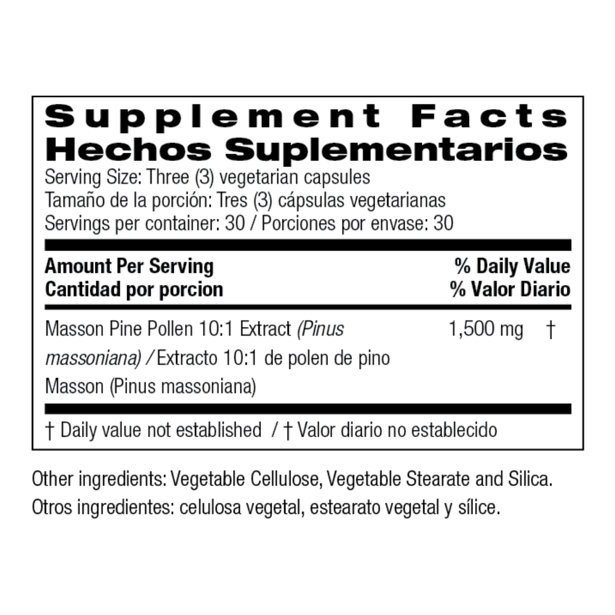 Polen De Pino 1,500 Mg (90 Capsulas), Bio Nutrition