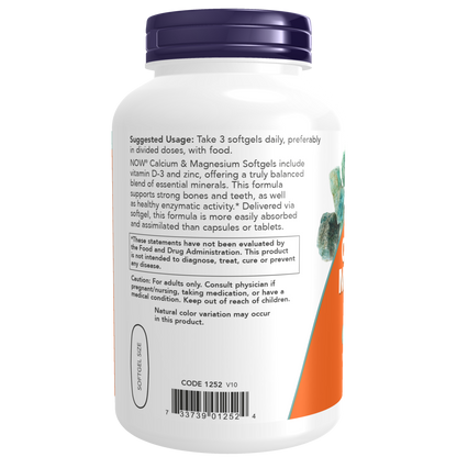Calcio y Magnesio 1000mg/500mg (240 capsulas blandas) / Calcium & Magnesium Softgels