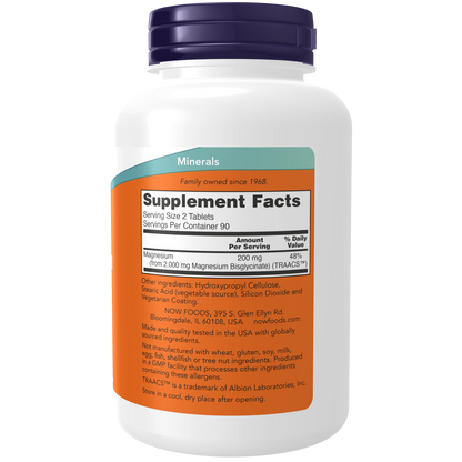 Glicinato de Magnesio 200 mg(180 TAB) /Magnesium Glycinate Tablets