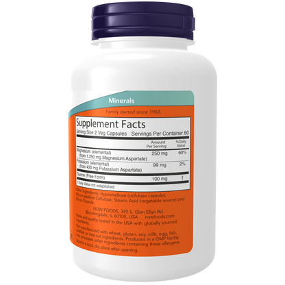Aspartato de magnesio y potasio vcaps / Magnesium & Potassium Aspartate Veg Capsules