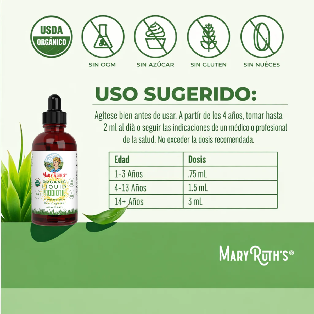 Probiótico Líquido Orgánico (120ml) / Probiotic Drops, Unflavored, Org, 4 oz