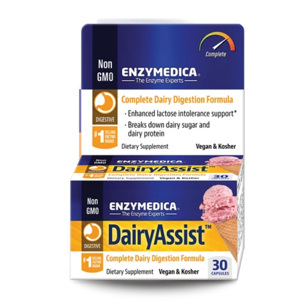 OFERTA 50% DairyAssist™, Enzimas para Tolerancia a Lacteos (30 caps), Enzymedica