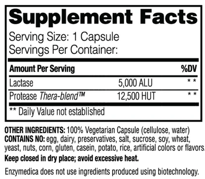 OFERTA 50% DairyAssist™, Enzimas para Tolerancia a Lacteos (30 caps), Enzymedica