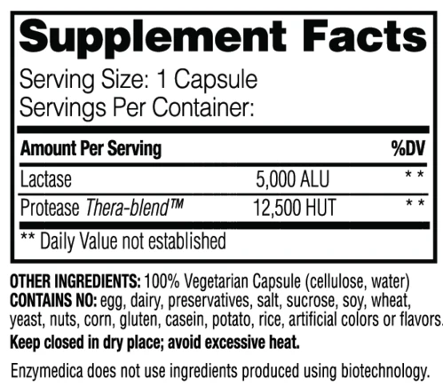 OFERTA 50% DairyAssist™, Enzimas para Tolerancia a Lacteos (30 caps), Enzymedica