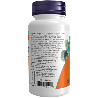 Picolinato de cromo 200 mcg (100 Veg Caps) / Chromium Picolinate 200 mcg