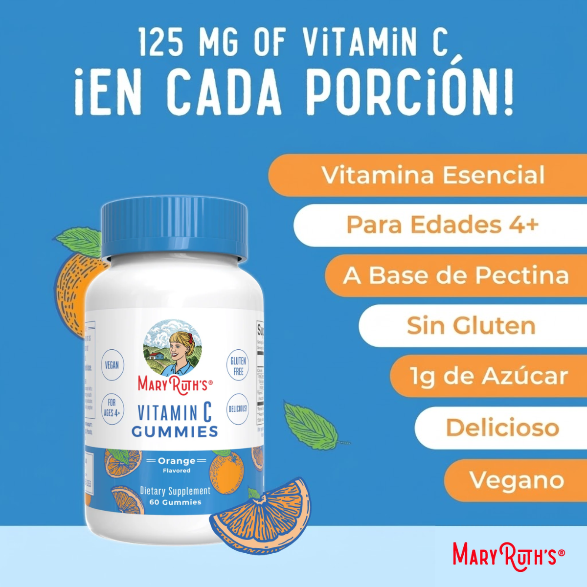 Vitamina C en gomitas (60 gomitas) / Vitamin C Gummies, Cherry Orange & Grape, (60t)