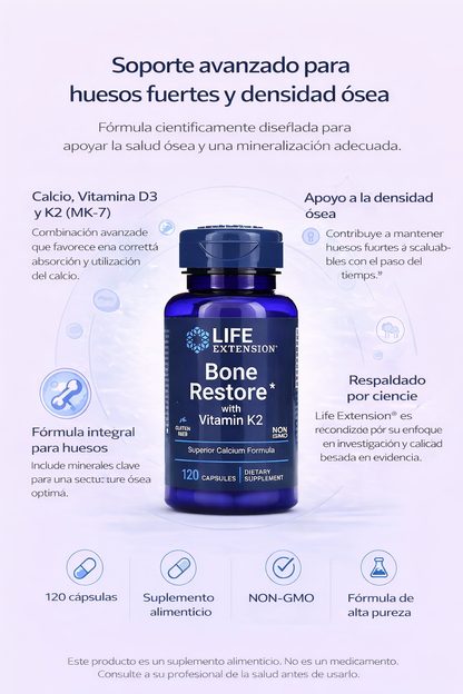 Restauración ósea con vitamina K2 (120 caps) / Bone Restore with Vitamin K2 (120 caps)